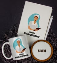 Kişiye Özel Hemşire Tasarım Defter Kalem Kupa Ve Bardak Altlığı Hediye Seti 81425