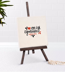 BK Gift Kişiye Özel En İyi Öğretmen Şovaleli Doğal Taş-6 (Beyaz)