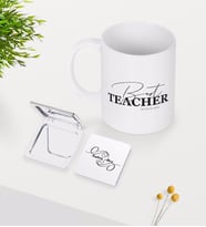 BK Gift Kişiye Özel En İyi Öğretmen Beyaz Kupa Ayna Seti-17 (Model 1)