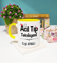 Acil Tıp Teknisyeni Tasarımlı Kişiye Özel Acil Tıp Teknisyeni Kupa Bardak Sarı