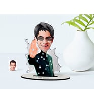 BK Gift Kişiye Özel Matrix Neo Karikatürlü Ahşap Biblo Model-1 (Beyaz)