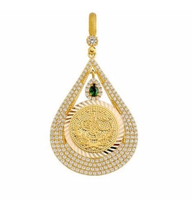 Tuğralı Kolye Ucu 6.55 Gram 14 Ayar Altın (Çok Renkli)
