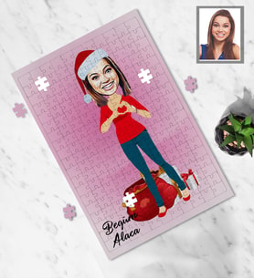 Kişiye Özel Yılbaşı Bayan Karikatürlü 99 Parça Puzzle Model-7