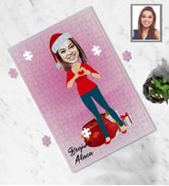 Kişiye Özel Yılbaşı Bayan Karikatürlü 99 Parça Puzzle Model-7