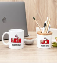 Hakim Beyaz Kupa Bardak Ve Kalemlik Seti