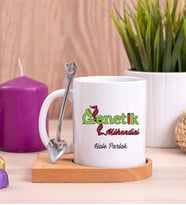 Genetik Mühendisi Ahşap Altlıklı Beyaz Kupa Bardak
