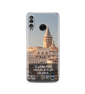 Galata Tasarımlı Süper Şeffaf Silikon Telefon Kılıfı Huawei P30 Lite 