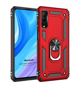 Microsonic Huawei P Smart Pro Kılıf Military Ring Holder Kırmızı