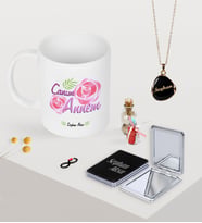 BK Gift Kişiye Özel Canım Annem Kupa Ayna ve Siyah Mineli Kolye Seti-15 (Model 1)