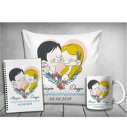 Kişiye Özel Çifte Kumrular Sevgili Yastık & Kupa & Defter