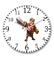 Clash Of Clans  Rei Barbaro Duvar Saati Bombeli Gercek Cam