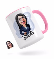 BK Gift Kişiye Özel Kadın Patron Karikatürlü Pembe Kupa Bardak-4