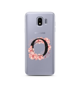 Pembe Çiçekli Harf Tasarım Süper Şeffaf Silikon Telefon Kılıfı Samsung J4 O-Harf