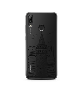 Galata Tasarımlı Süper Şeffaf Silikon Telefon Kılıfı Huawei P Smart (2019)