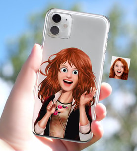 BK Gift Kişiye Özel Kadın Animasyon Karikatürlü iPhone 11 İnce Şeffaf Silikon Telefon Kapağı-8 (Beyaz)