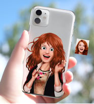 BK Gift Kişiye Özel Kadın Animasyon Karikatürlü iPhone 11 İnce Şeffaf Silikon Telefon Kapağı-8 (Beyaz)