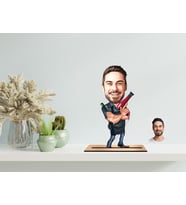 Kişiye Özel Erkek Kuaför Karikatür Ahşap Biblo