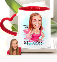 BK Gift Kişiye Özel Kadınlar Günü Temalı Karikatür Kırmızı Kalpli Kupa Bardak  4