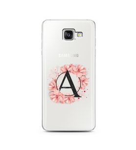 Pembe Çiçekli Harf Tasarım Süper Şeffaf Silikon Telefon Kılıfı Samsung A5 (2016)