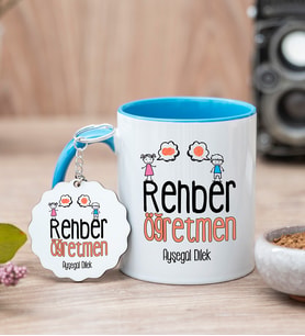 Rehber Öğretmen Mavi Kupa Bardak Ve Anahtarlık Set