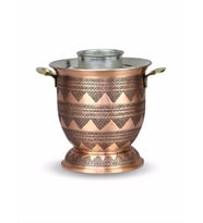 Kalın Eskitme  Üzüm İşlemeli Bakır  Ehli Keyf Rakı Şişelik 