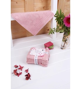 İndigo Ağacı Bitkisel Organik Boyama 6'lı 33x33 Havlu (Pembe)
