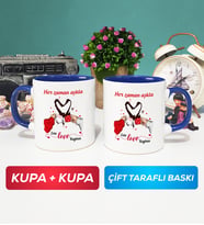 İkili Sevgiliye Sevgililer Günü Hediyesi 10 Kupa Bardak Lacivert