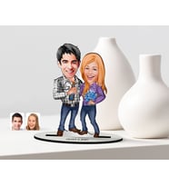 BK Gift Kişiye Özel Sevgili Karikatürlü Ahşap Biblo Model-50 (Beyaz)