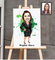 Kişiye Özel Öğretmen Karikatürlü  Ahşap Tablo 30x47 Bayan-12