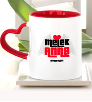 BK Gift Kişiye Özel Melek Anne Kırmızı Kalpli Kupa Bardak  1