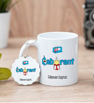 Laborant Beyaz Kupa Bardak Ve Anahtarlık Set