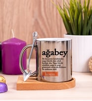 Ağabey Kelime Anlamı Ahşap Altlıklı Silver Kupa Bardak
