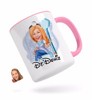 BK Gift Kişiye Özel Kadın Diş Hekimi Karikatürlü Pembe Kupa Bardak-2