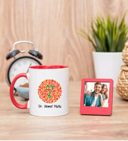 Göz Doktoru Kırmızı Kupa Bardak ve Kırmızı Mini Fotoğraf Çerçevesi