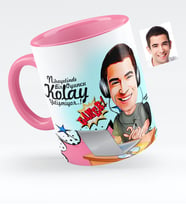 BK Gift Kişiye Özel Bay Oyuncu Karikatürlü Pembe Kupa Bardak  1