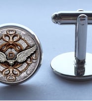 Kol Düğmesi Cam Yüzey Eagle Wings Lüks Hediye Parti Düğün Gömlek Takım