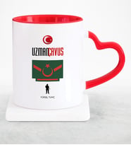 BK Gift Kişiye Özel Mesleki Uzman Çavuş Kırmızı Kalpli Kupa Bardak