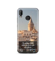 Galata Tasarımlı Süper Şeffaf Silikon Telefon Kılıfı Huawei P20 Lite  