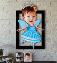 BK Gift Kişiye Özel Çocuk Balerin Karikatürlü 3D Ahşap Tablo-1