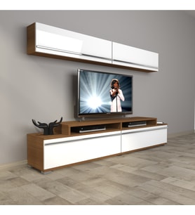 Decoraktiv Ekoflex 5 Mdf Tv Ünitesi Tv Sehpası (Beyaz - Kahverengi)