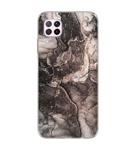 Gri Mermer Tasarımlı Süper Şeffaf Silikon Telefon Kılıfı Huawei P40 Lite