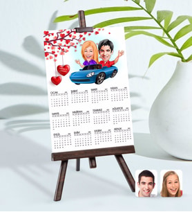 BK Gift Kişiye Özel 15x21 cm Fotoğraf Kartlı Sevgililer Karikatürlü Şövaleli 2024 Takvim -52 (Beyaz)