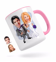 BK Gift Kişiye Özel Evleniyoruz Karikatürlü Pembe Kupa Bardak-6