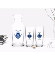 BK Gift Kişiye Özel Renkli Baskılı Trabzon Tasarımlı Turistik İkili Rakı Bardağı ve Karaf Hediye Seti-1 (Beyaz)