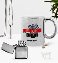 BK Gift Kişiye Özel Mühendis Baba Krom Kupa Benzinli Çakmak Kolye Seti-1 (Model 1)