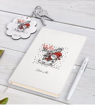 BK Gift Kişiye Özel Noel Baba Beyaz Defter Kalem ve Anahtarlık Hediye Seti-5 (Model 1)