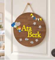 Balon Figürlü Bebek Ahşap Kapı Süsü