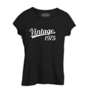 Vintage 1975 Siyah Kadın Tshirt