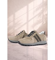 Rakerplus Deri Kum Rengi Fermuarlı Spor Ayakkabı Sneaker