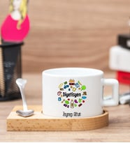 Diyetisyene Hediye Ahşap Altlıklı Fincan